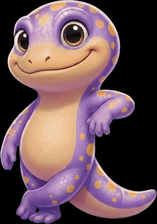 Gila, the friendly companion, rests an elbow on the edge of the phone and smiles up at you.